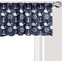 Abakuhaus Marineblauwe raamvalletje, gordijnvalletje voor keuken en slaapkamer met tunnelzoom, 137 cm x 30 cm, marineblauw en wit