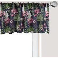 Abakuhaus Hawaii raamvalletje, gordijnvalletje voor keuken en slaapkamer met tunnelzoom, 137 cm x 30 cm, olijfgroen lichtroze