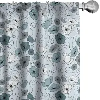 Abakuhaus Bloemen Gordijnen – Doodle Botanik – 2x75x175 cm – Mikrofaser – Grijs