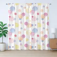 Abakuhaus Pastel Rustiek Gordijn, Aquarel Druppels, Slaapkamergordijn met Plooiing, Lussen en Haken, 280 x 175 cm, Blauw Paars Geel