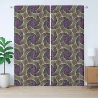 Abakuhaus Abstracte rustieke gordijnen, Vortex Visual Design Art, met lussen en haken voor de woonkamer, 280 x 245 cm, Licht aubergine en meerkleurig