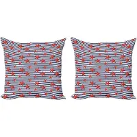 Abakuhaus Decoratieve kussenhoes met zeesterrenmotief, 2 stuks, maritiem thema, 40x40 cm, marineblauw, wit, rood