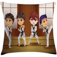 Abakuhaus Karate Kussenhoes – Kinder Dojo – 50x50 cm – Beidzijdig bedrukt, rits