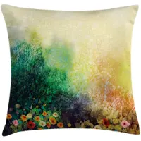 Abakuhaus Kussenhoes – Bloemenontwerp, 40x40 cm, dubbelzijdig bedrukt, ritssluiting, kleurvast, senfgroen