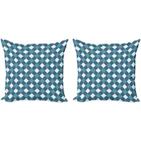 Abakuhaus Kussenhoezen Set – 2x40x40 cm – Leisteen blauw-wit – dubbelzijdig bedrukt, rits