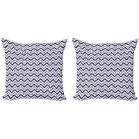 Abakuhaus Winkel Kussenhoes Set – 2x50x50 cm – marineblauw-wit – Dubbelzijdig