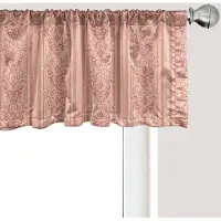 Abakuhaus Damast raamvalletje, gordijnvalletje voor keuken en slaapkamer met tunnelzoom, 137 cm x 45 cm, licht robijnrood en perzik