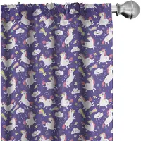 Abakuhaus Eenhoorn gordijnen – 2x75x175 cm – donker indigo & multicolor