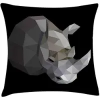 Abakuhaus Neushoorn-kussenhoes – dubbelzijdig bedrukt – 40 × 40 cm – grijs