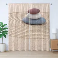 Abakuhaus Rustiek gordijn met rotsen, 3 stenen op wervelend zand, geplooid gordijn met lussen en haken voor de slaapkamer, 280 x 175 cm, meerkleurig