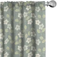 Abakuhaus Tuin-Voorhangen – 2x75x175 cm – Mikrofaser – Halfdonker – Grijs Teal Lichtgroen