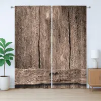 Abakuhaus Rustiek gordijn in landelijke stijl, hart op hout, slaapkamergordijn met plooien, lussen en haken, 280 x 260 cm, okerbruin