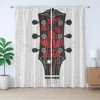 Abakuhaus Rustiek Gitaargordijn, Blues Pop Hard Rock, met Bandjes en Haken voor de Woonkamer, 280 x 225 cm, Vermiljoen Zwart Wit