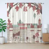 Abakuhaus Duitse rustieke gordijnen, herfstseizoen in Berlijn, universele gordijnen met lussen en haken voor de woonkamer, 280 x 260 cm, zalmgrijs