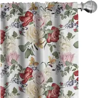 Abakuhaus Shabby Flora – Voorhangen 2x75x225 cm – Lichtroze crèmekleur