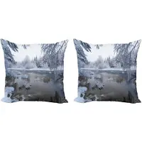 Abakuhaus winter decoratieve kussenhoes – 50x50 cm – 2-delige set – Noordische sneeuw