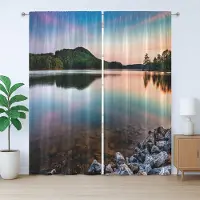 Abakuhaus Rustiek Meer Gordijn, Allatoona Rode Bergtop, Slaapkamergordijn met Plooiing, Lussen en Haken, 280 x 175 cm, Blauw Turkoois Bruin