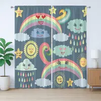 Abakuhaus Rustiek regengordijn, regenboogpatroon voor de kinderkamer, met lussen en haken voor de woonkamer, 280 x 175 cm, veelkleurig
