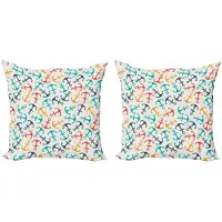 Abakuhaus Kussenhoezen Set – Anker Design – 2x40x40 cm – Dubbelzijdig bedrukt – Microvezel Beige Multicolor