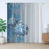 Abakuhaus Rustiek kerstgordijn met sneeuwvlokkenmotief, met lussen en haken voor de woonkamer, 280 x 225 cm, lichtblauw wit