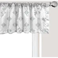 Abakuhaus Damast raamvalletje, gordijnvalletje voor keuken en slaapkamer met tunnelzoom, 137 cm x 30 cm, lichtpaarsblauw wit