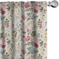 Abakuhaus – Vintage Botanische Gordijnen – 2x75x225 cm – Mikrofaser – Lichte Verduistering – Multicolor