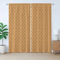 Abakuhaus Damast Rustiek Gordijn, Rococo Renaissance Stijl, Geplooid Gordijn met Lussen en Haken voor de Slaapkamer, 280 x 225 cm, Gemberbeige