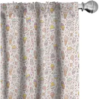 Abakuhaus EIS – 2x75x225 cm Gordijnen – Microvezel – Halfdonkerend – Roze Perzik-Mosterd