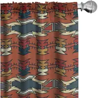 Abakuhaus 2x75x175 cm – etnische gordijnen Boho Azteekse – kaneel/multicolor