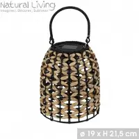 Urban Living SOLAR MOOD" zonne-lantaarn Carla van poly-rotan en waterhyacint Ø19 × H21,5 cm