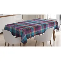 Abakuhaus – Tafelkleed – Geruit 140 x 170 cm – Satijnmengsel – Lichtblauw/violet/zalm