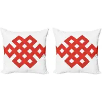 Abakuhaus Kussenhoezen 2x40x40 – Rood-Wit, Dubbelzijdig bedrukt, Rits
