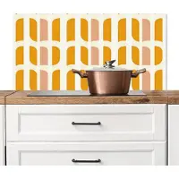 KitchenYeah Spatscherm keuken 100x50 cm - Kookplaat achterwand Geometrisch - Patroon - Geel - Roze - Muurbeschermer - Spatwand fornuis - Hoogwaardig aluminium