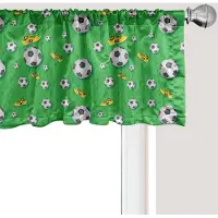 Abakuhaus Voetbal Raamvalletje, Gordijnvalletje voor Keuken en Slaapkamer met Tunnelzoom, 137 cm x 45 cm, Limegroen Geel Zwart
