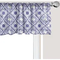 Abakuhaus Bloemenpatroon raamvalletje, gordijnvalletje voor keuken en slaapkamer met tunnelzoom, 137 cm x 45 cm, wit en blauw