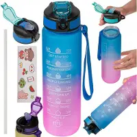 BK Rainbow - Waterfles - 1L - Kleurrijk - Veilige Rietje