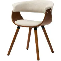 Merax Eetkamerstoel – Gestoffeerde Keukenstoel met Rugleuning – Linnenlook Bekleding – Houten Poten – Comfortabele Designstoel voor Eetkamer – Keuken – Woonkamer – Beige