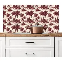 KitchenYeah Spatscherm keuken 120x60 cm - Kookplaat achterwand Tropisch - Geometrisch - Bordeauxrood - Muurbeschermer - Spatwand fornuis - Hoogwaardig aluminium