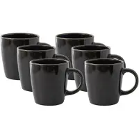 Home Deco Factory Mok - 6x - zwart - 40 cl - keramiek - vaatwasserbestendig