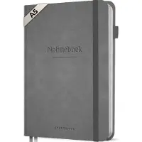 Systemyze Notitieboek A5 Hardcover Leer Gelinieerd – Notebook Journal – 256 Genummerde Pagina’s – 140 Grams Papier - Grijs
