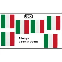 Wefiesta 60x Servetten Italie 33cm x 33cm - 3 laags - Luxe Servet diner eten knoeien restaurant Italia BBQ thema feest verjaardag feest
