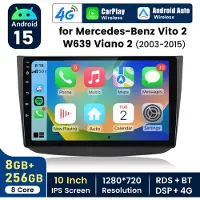 Hexinex Octa-Core autoradio Geschikt voor Benz Vito Viano W639 2003-2015 - Draadloos CarPlay, Android Auto, multimediaspeler, 8GB+256GB