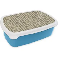 MuchoWow Broodtrommel Blauw - Lunchbox Abstract - Geometrisch - Groen - Brooddoos 18x12x6 cm - Brood lunch box - Broodtrommels voor kinderen en volwassenen