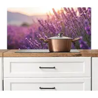 KitchenYeah Spatscherm keuken 100x50 cm - Kookplaat achterwand Lavendel - Paars - Zonlicht - Muurbeschermer - Spatwand fornuis - Hoogwaardig aluminium