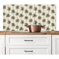 KitchenYeah Spatscherm keuken 120x60 cm - Kookplaat achterwand Palmbomen - Tropisch - Groen - Muurbeschermer - Spatwand fornuis - Hoogwaardig aluminium