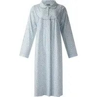 Lunatex - klassiek dames nachthemd 224197 - 100% katoen - blauw - maat L