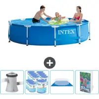OEM Intex Rond Zwembad met Frame - 305 x 76 cm - Blauw - Inclusief zwembadfilterpomp, filter, bodemzeil en zwembadhandleiding