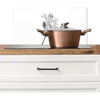 KitchenYeah Spatscherm keuken 60x30 cm - Kookplaat achterwand Lelies - Elegant - Zwart - Wit - Muurbeschermer - Spatwand fornuis - Hoogwaardig aluminium