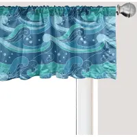 Abakuhaus Wave Raamvalletje, Gordijnvalletje voor Keuken en Slaapkamer Decoratie met Tunnelzoom, 137 cm x 30 cm, Turkoois Zeeblauw
