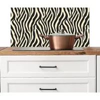 KitchenYeah Spatscherm keuken 90x45 cm - Kookplaat achterwand Zebra - Print - Klassiek - Zwart - Muurbeschermer - Spatwand fornuis - Hoogwaardig aluminium